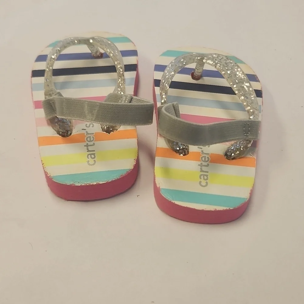 Carters Sandals 3-6 months flip-flop elastic back stripe